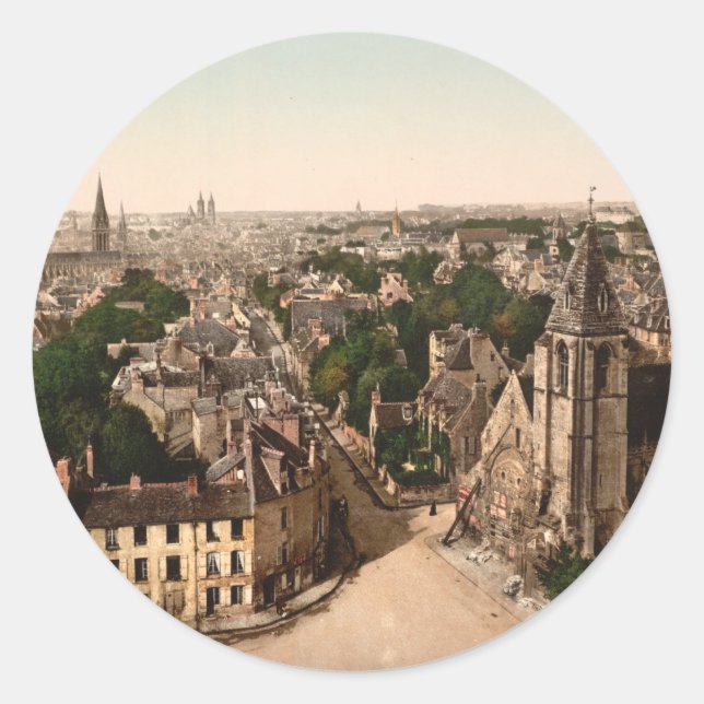 Sticker Rond Caen, Basse-Normandie, France (Devant)
