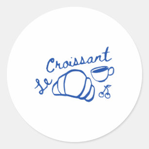 Sticker Rond Café & amp ; Croissant Français Retro Vintag Graph