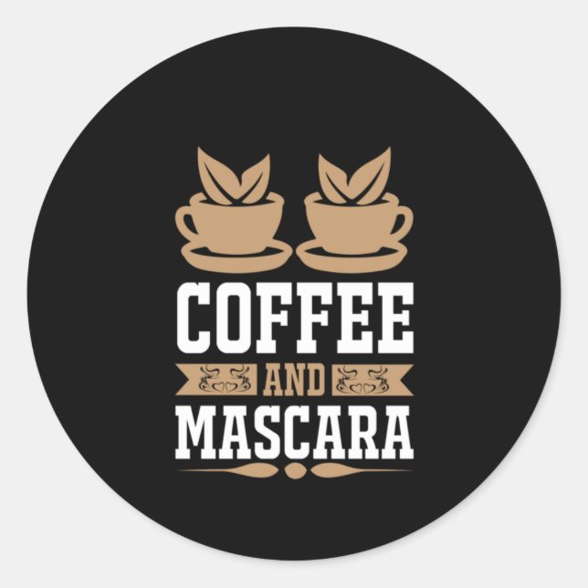 Sticker Rond Café Art Café Et Mascara (Devant)