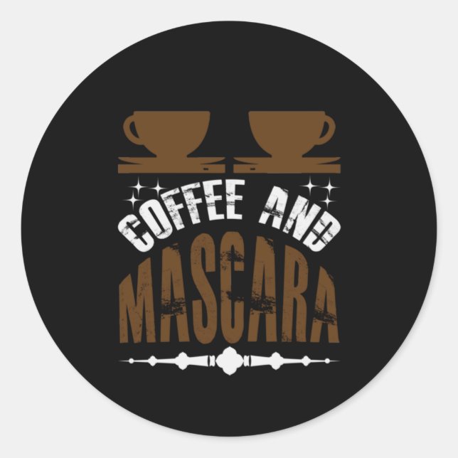 Sticker Rond Café Art Café Et Mascara (Devant)