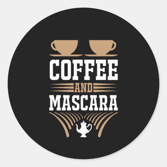 Sticker Rond Café Art Café Et Mascara (Devant)