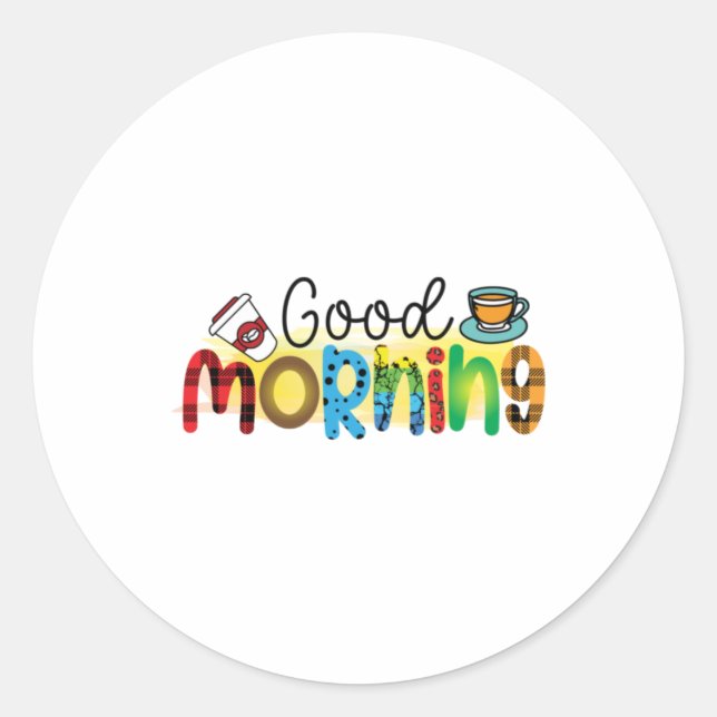 Sticker Rond Café Art Good Morning (Devant)