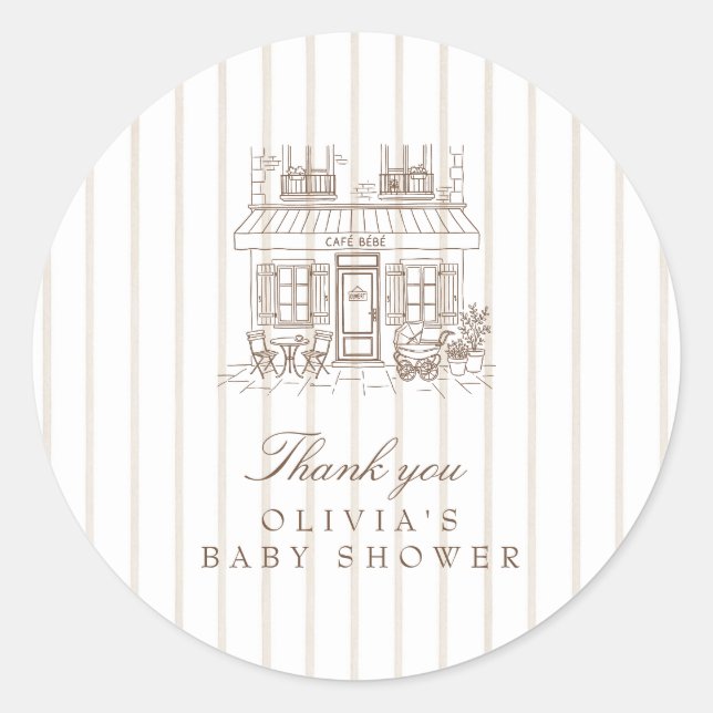 Sticker Rond Cafe Bebe Baby Shower  (Devant)