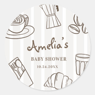 Sticker Rond Café Bébé Caprice Baby Shower