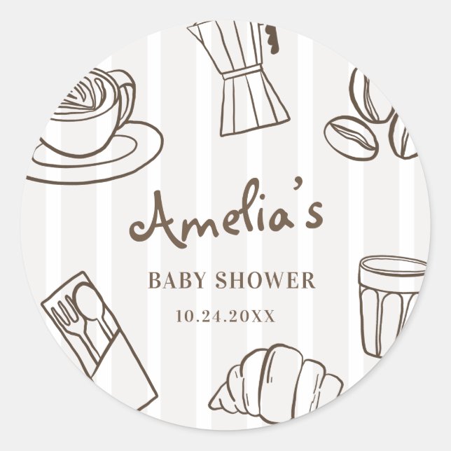 Sticker Rond Café Bébé Caprice Baby Shower (Devant)