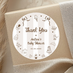 Sticker Rond Café Bébé Remerciements pour Baby Shower Dessinés