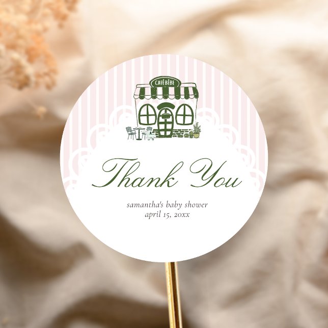 Sticker Rond Cafe Bebe Shower de Bébé Café  (Baby is Brewing Coffee Cafe Bebe Baby Shower Sticker)