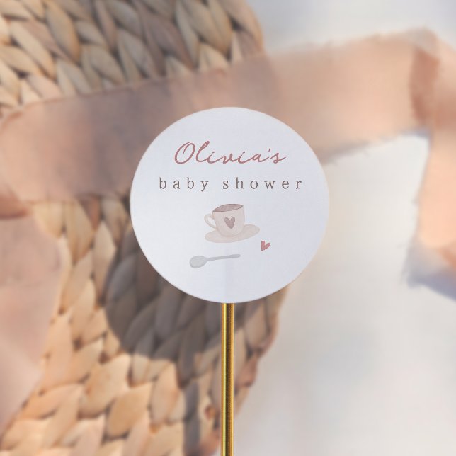 Sticker Rond Cafe Bebe Watercolor Baby Shower Thank You (Créateur téléchargé)