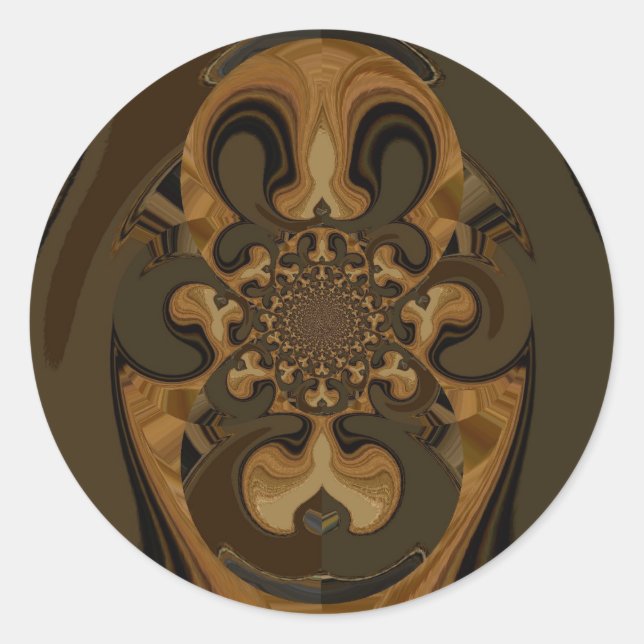 Sticker Rond Café Brown Flux Kaleidoscope Art Imprimer (Devant)