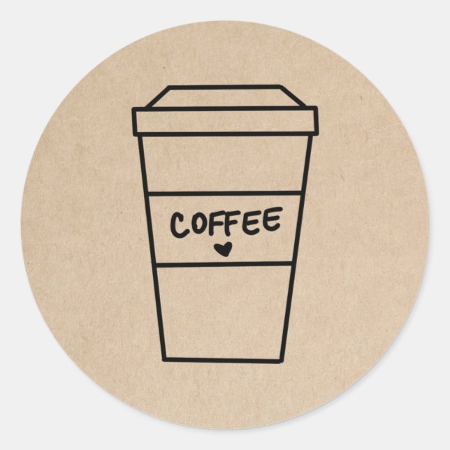 Sticker Rond Café Brown moderne simple (Devant)