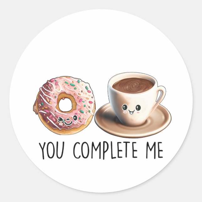Sticker Rond Café cadeau Valentine Vous Me Complétez (Devant)