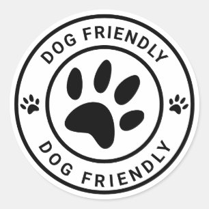 Sticker Rond Café convivial pour chiens Bienvenue aux animaux d