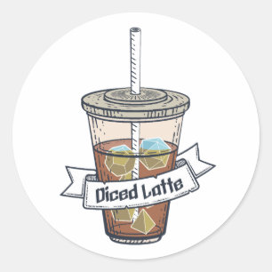 Sticker Rond Café de glace à dé latte