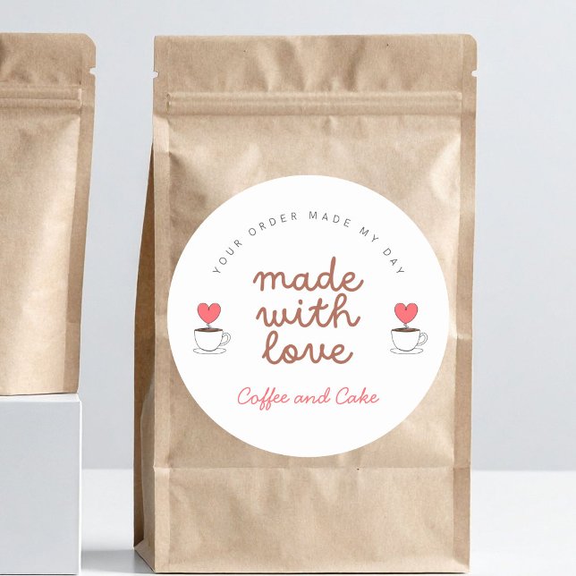 Sticker Rond Café et Cake Café Boutique Fabriqué avec autocolla (Créateur téléchargé)