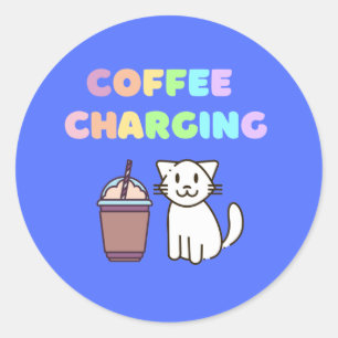Sticker Rond Café et chat pour Louvain de café