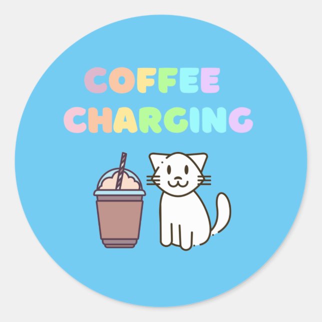 Sticker Rond Café et chat pour Louvain de café (Devant)