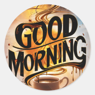 Sticker Rond Café et pains du bon matin #3