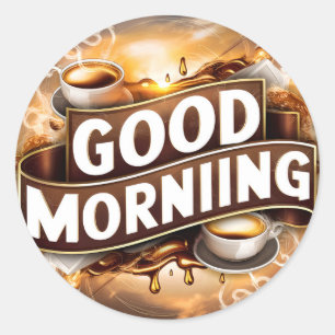 Sticker Rond Café et pains du bon matin #4