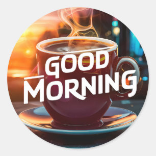 Sticker Rond Café et pains du bon matin #8