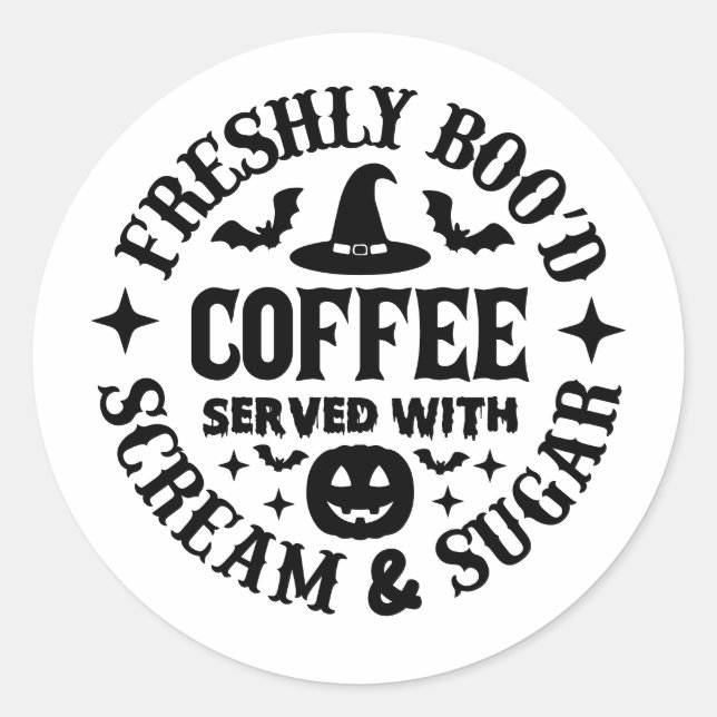 Sticker Rond Café fraîchement préparé avec cri et sucre (Devant)