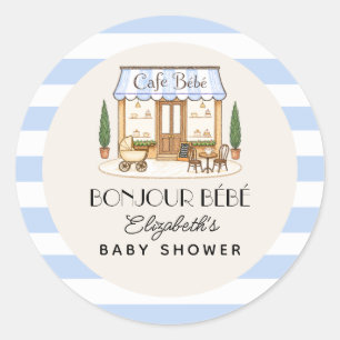 Sticker Rond Café Français Paris Bébé Garçon Baby Shower
