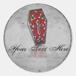 Sticker Rond Café gothique en rouge et noir