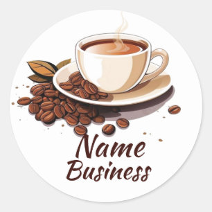 Sticker Rond Café Hot Cup Café Café Business