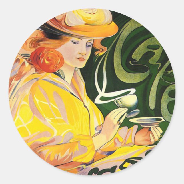 Sticker Rond Café Jacqmotte ~ Art Nouveau (Devant)