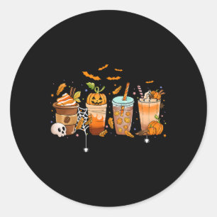 Sticker Rond Café Latte Halloween Thanksgiving Automne Citrouil