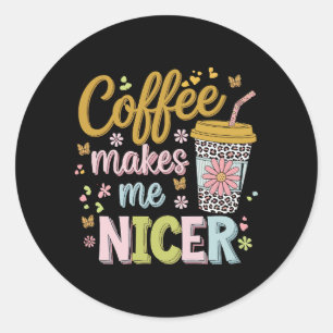 Sticker Rond Café Lover Café Leopard Café Me Fait