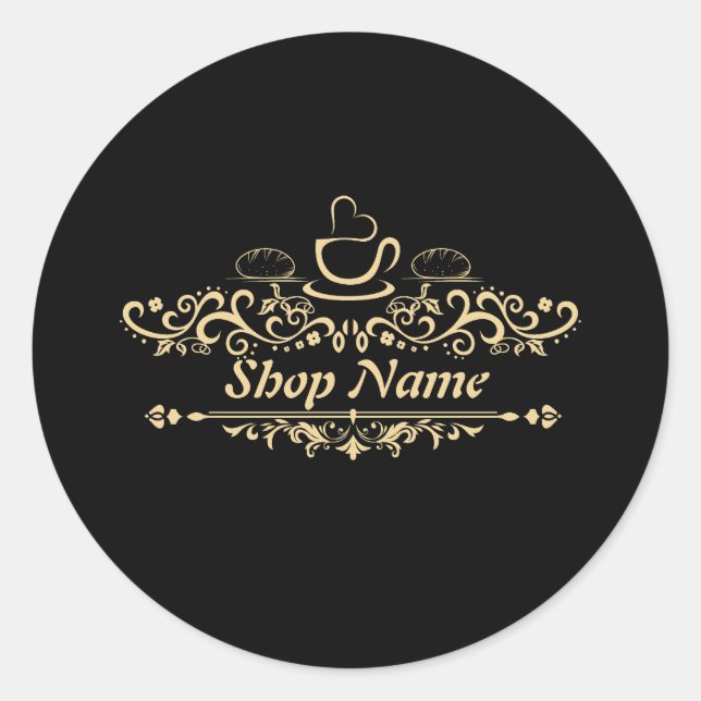 Sticker Rond Café maison moderne Boulangerie personnalisée Logo (Devant)