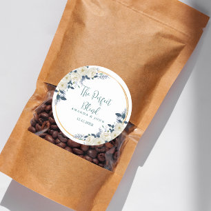 Sticker Rond Café Mariage Fleur Blanche Parfait
