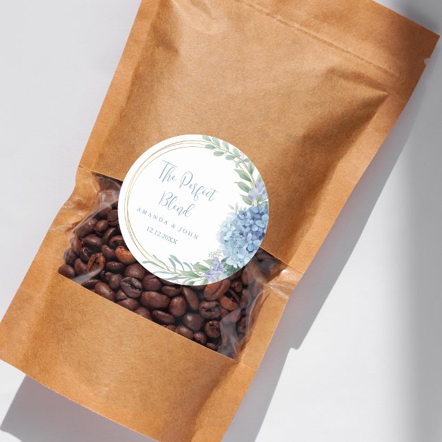 Sticker Rond Café Mariage Fleur Bleu Mixte Parfait (Créateur téléchargé)