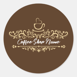 Sticker Rond Café moderne café accueil Personnaliser le nom