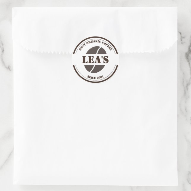 Sticker Rond Café Moderne Café Bean Logo (Sac)
