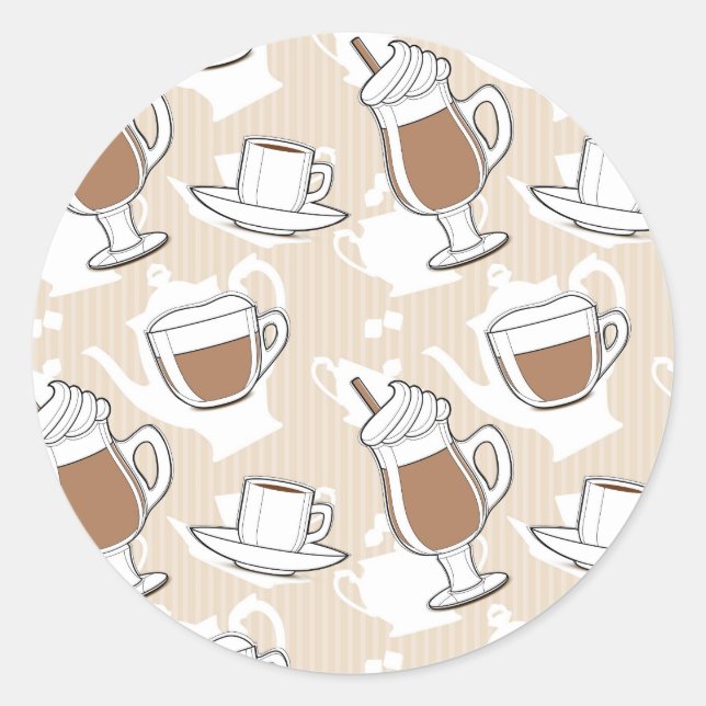 Sticker Rond Café, motif doux (Devant)