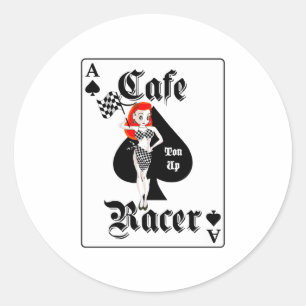 Sticker Rond Cafe Racer Ton Up Redhead