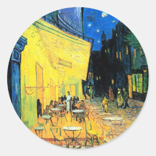 Sticker Rond Café Terrasse à la nuit (1888) Art Vincent Van Gog