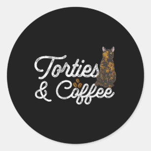 Sticker Rond Café Tortoiseshell Chat Tortie