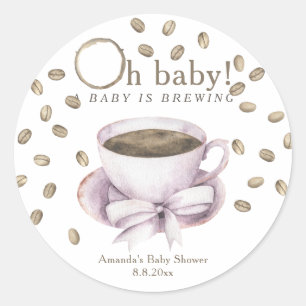Sticker Rond Café Un bébé brasse Baby shower fille