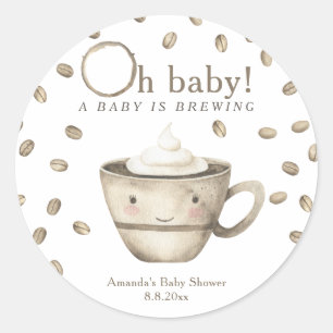 Sticker Rond Café Un bébé est en train de mijoter Baby shower 