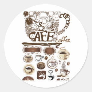 Sticker Rond café vectoriel brun