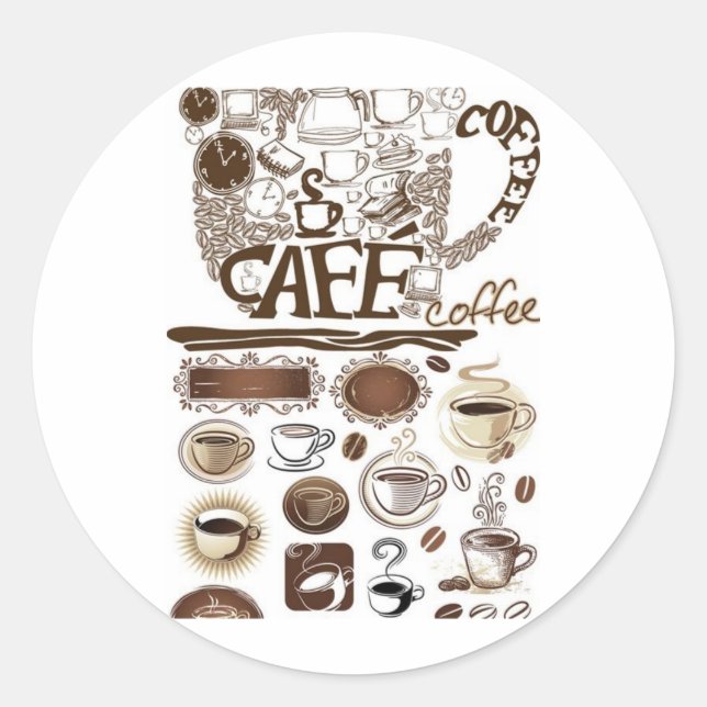 Sticker Rond café vectoriel brun (Devant)