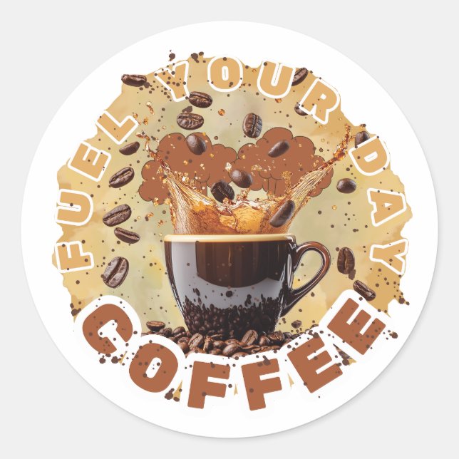 Sticker Rond Caféine d'abord  (Devant)