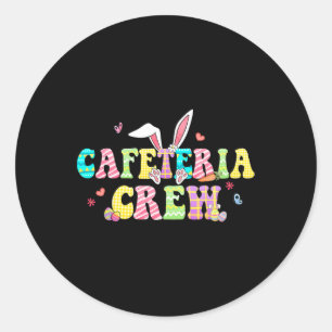 Sticker Rond Cafeteria Crew Happy Pâques Bunny Déjeuner Lady Ma