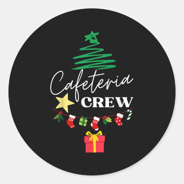 Sticker Rond Cafétéria Lady Crew Christmas Matching Femmes (Devant)