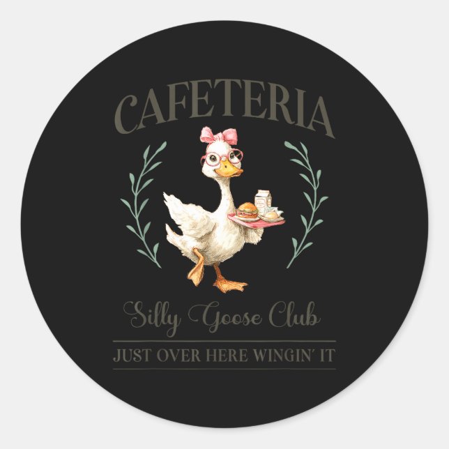 Sticker Rond Cafeteria Silly Goose Club For School Lunch Lady  (Devant)