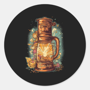 Sticker Rond Cafetière à café froid Barista Caffein