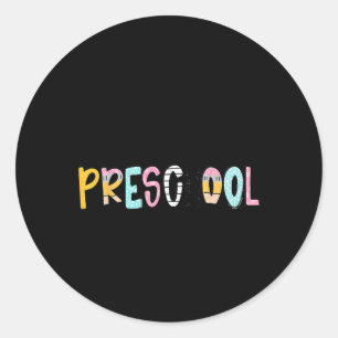 Sticker Rond Cahier De Crayon De Prof Préparé Bonjour Préscolai