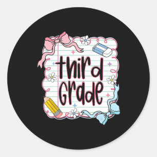 Sticker Rond Cahier rose pour filles de troisième année pour la